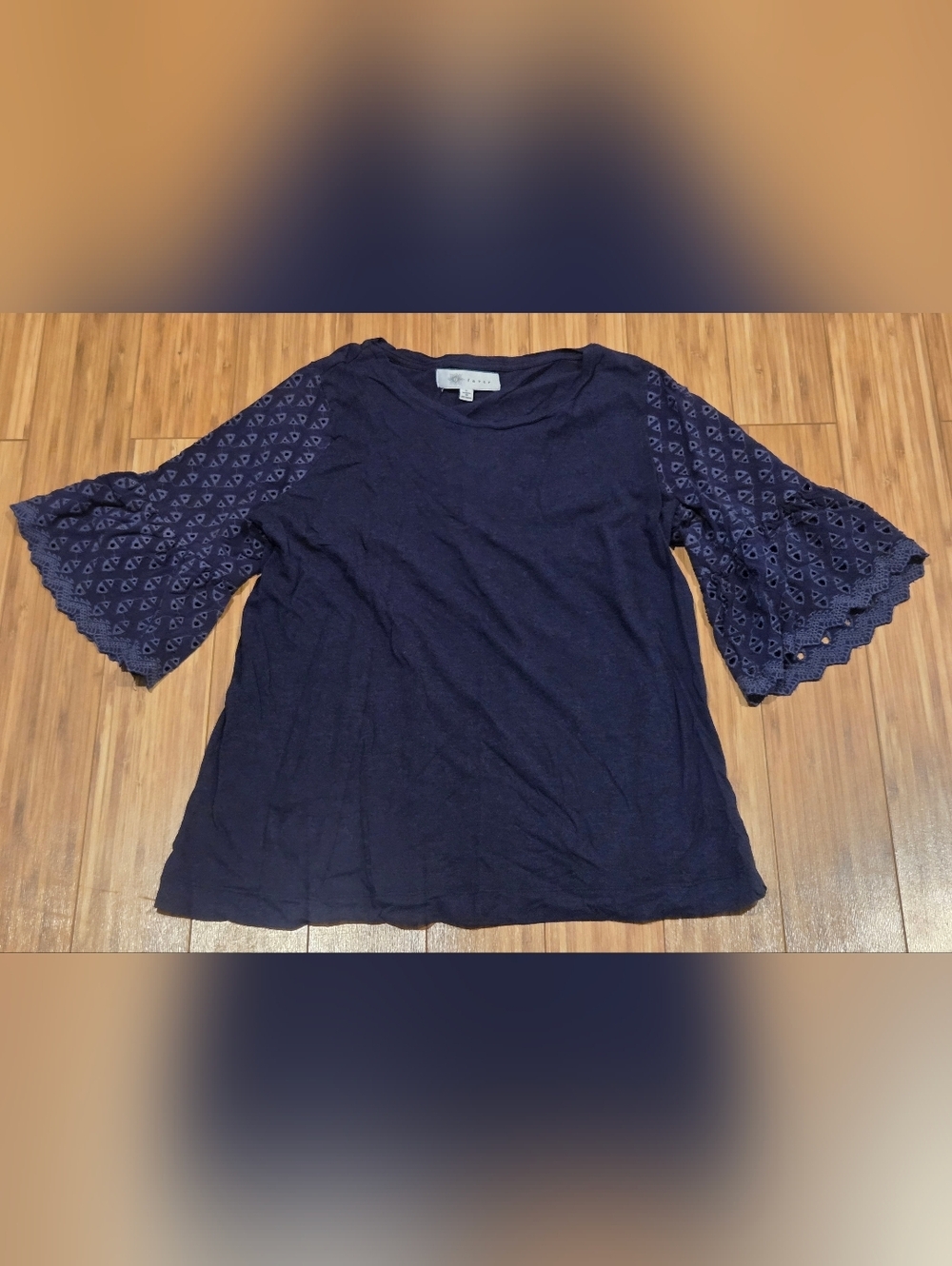 Fever Women’s Navy Eyelet Sleeve Top